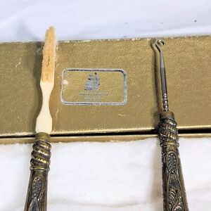 Antique Napoleonic Ornate Design Boars Hair Combo Toothbrush/Buttonhook